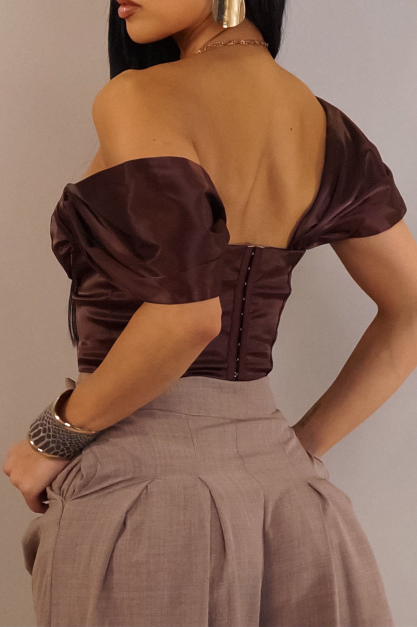 Brown sugar satin top