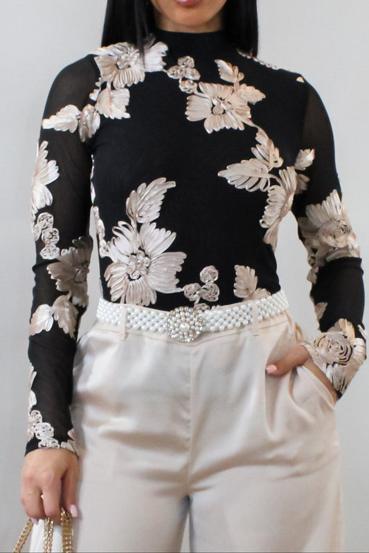 Black and Champagne top