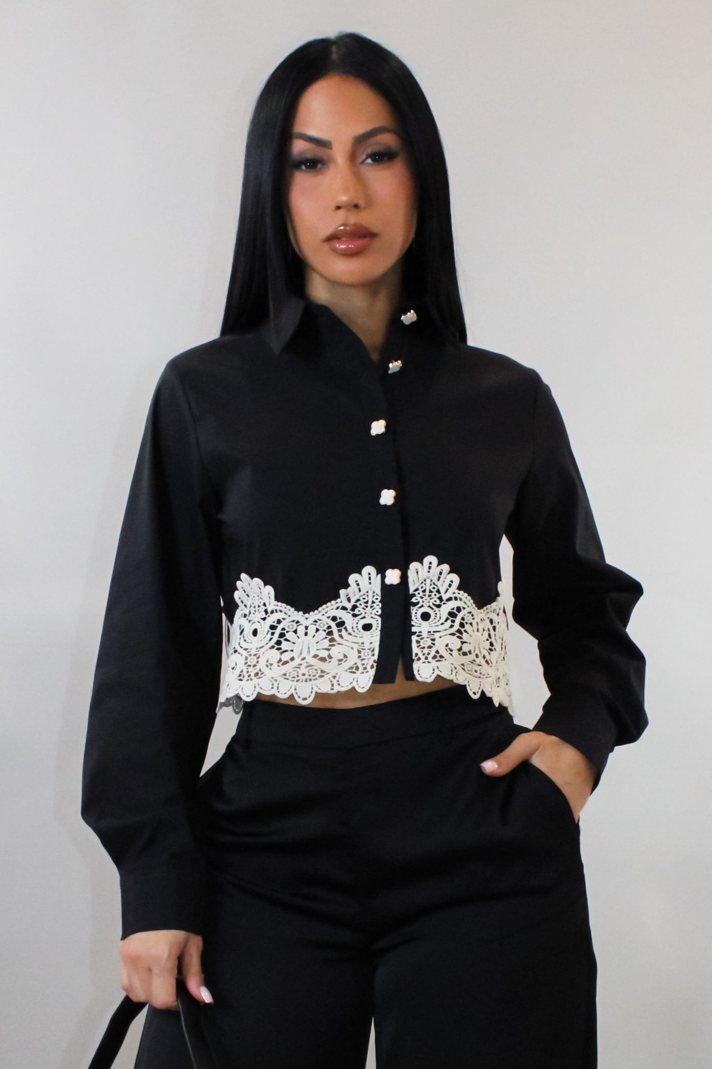 Black winterfall top